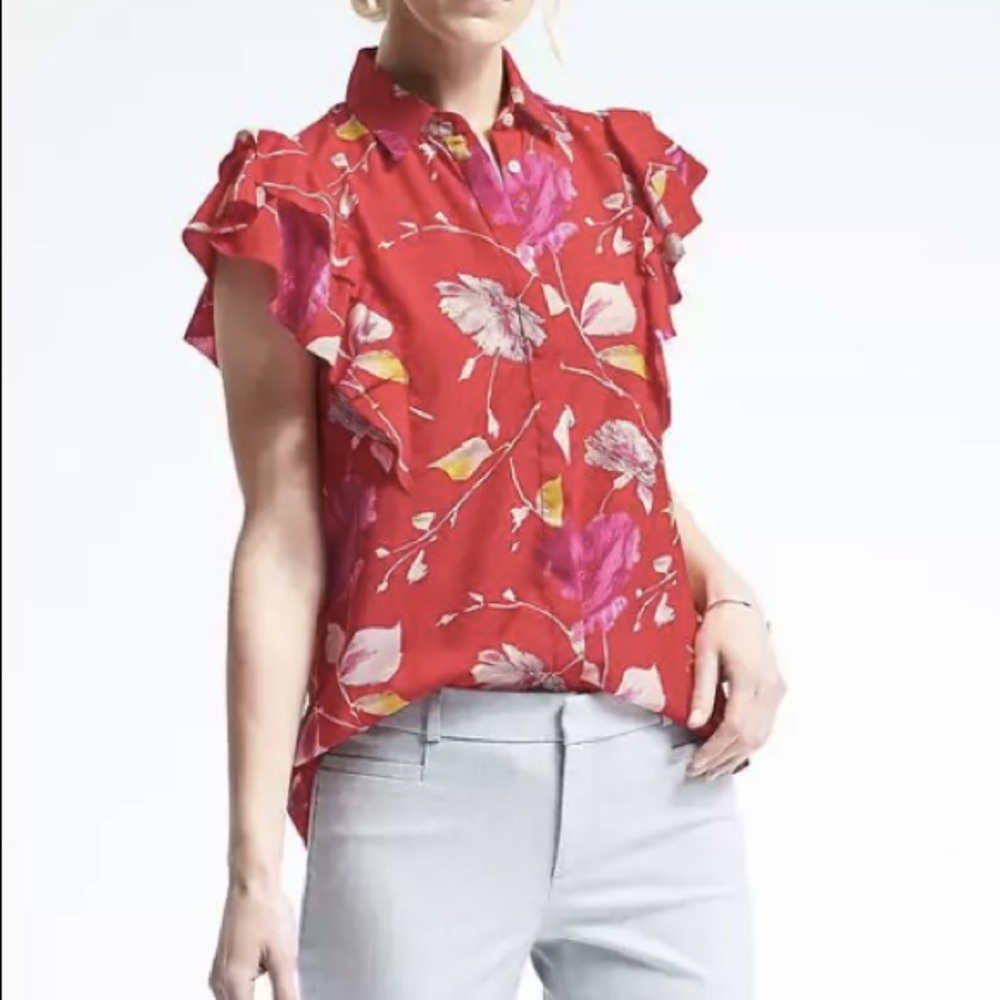 Banana Republic Easy-Care Dillon-Fit Floral Blouse