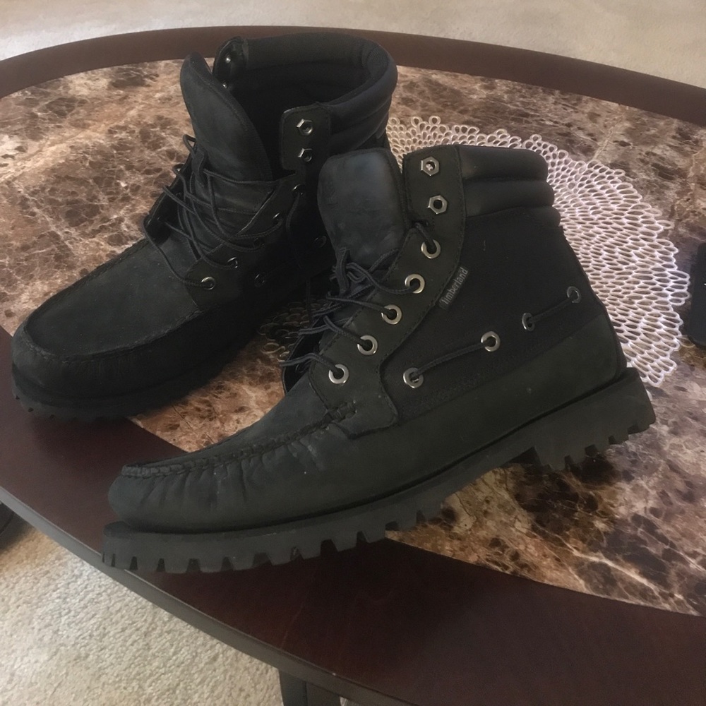 Black timberland boots 6 inch top