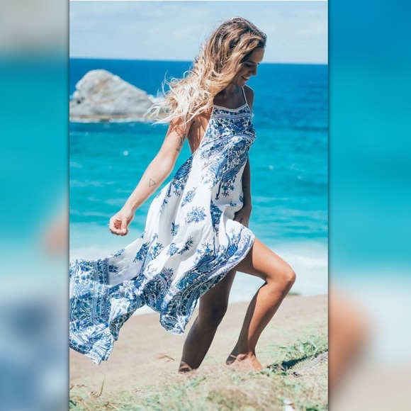 Sz L- M Boho Backless Summer Dress - Picture 2 of 7