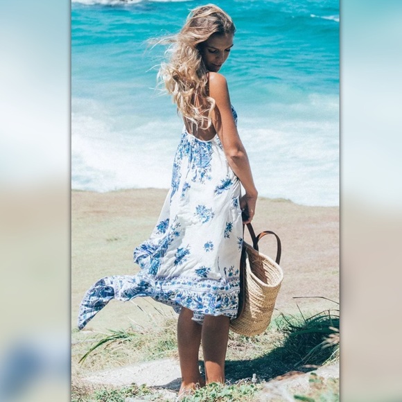 Sz L- M Boho Backless Summer Dress - Picture 5 of 7