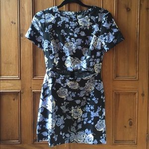 Black and blue floral dress