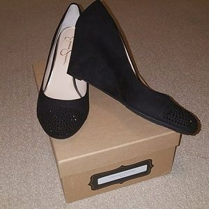 Jessica Simpson black wedges