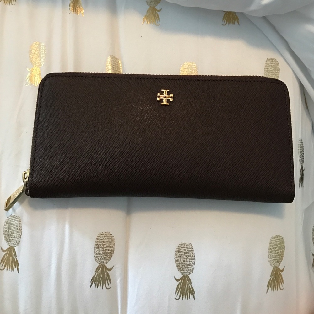 Tory Burch Continental Walnut Brown Wallet