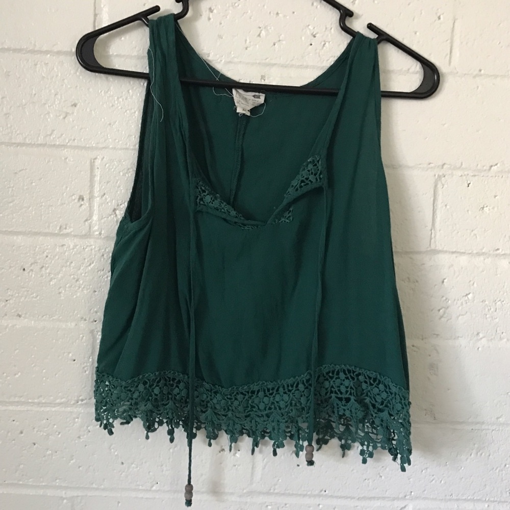 Emerald green lace crop top