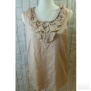 J. Crew Blush Ruffled Collier Beaded Blouse Size 8