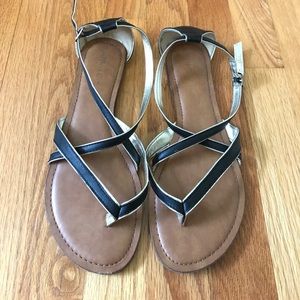 Strappy Black Sandals never worn - like new