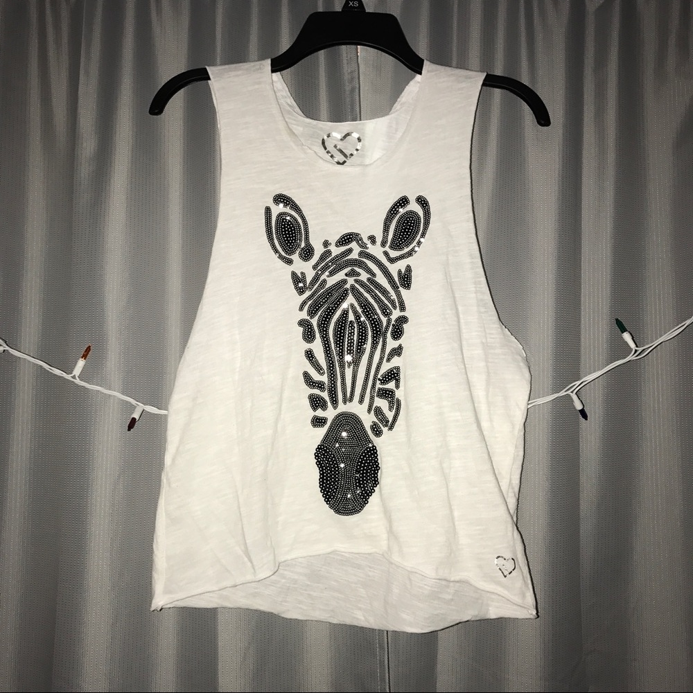 Live love dream cut off zebra tee