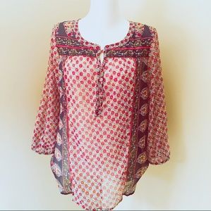 New Lucky brand flowy top red navy - Medium