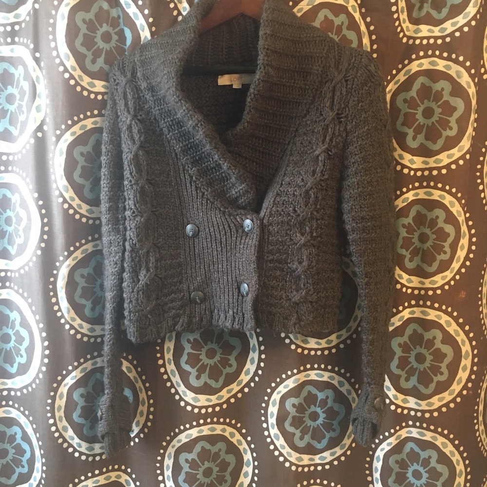 Brown Loft Button Up Sweater Jacket - image 1
