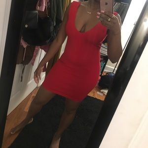 Forever 21 red, plunge bodycon dress
