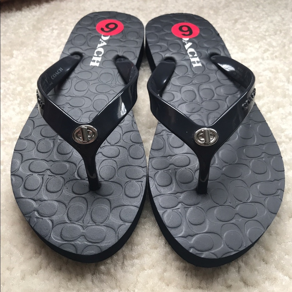 Coach Navy blue rubber flip flops size 6