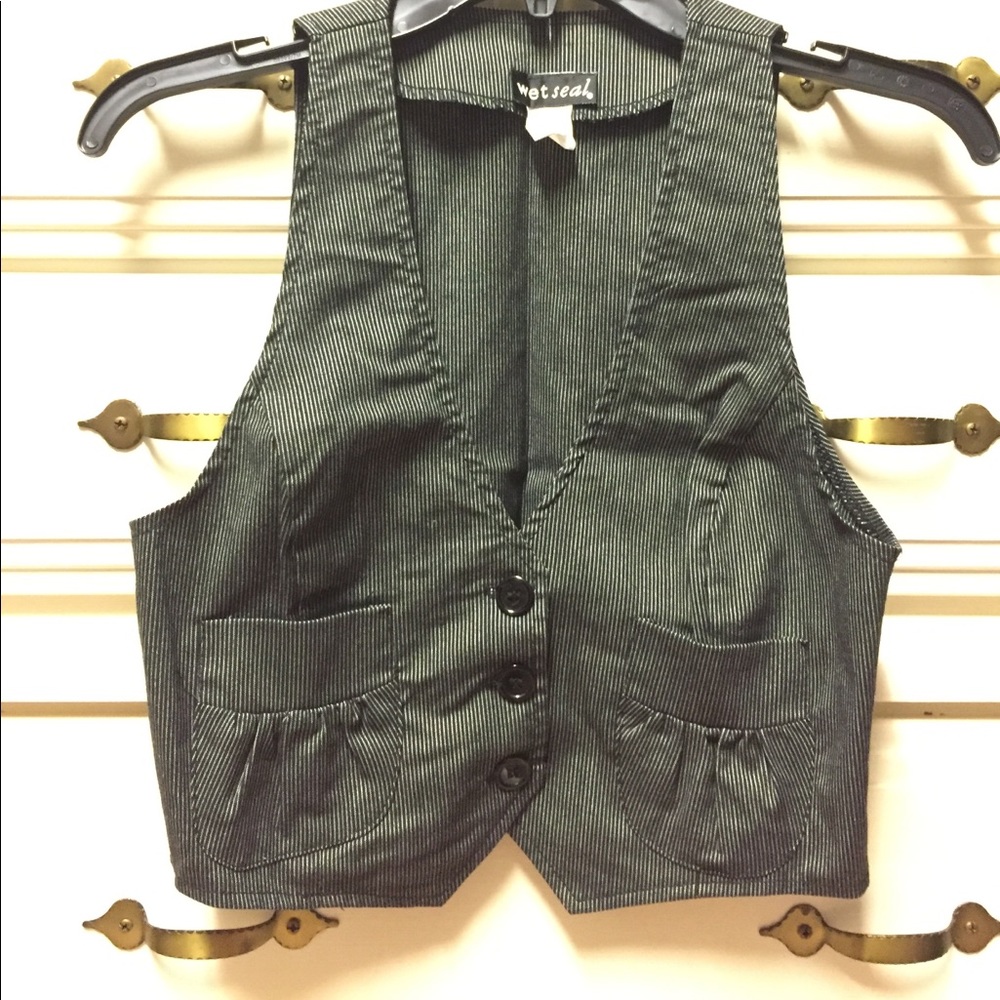 Pinstripe black vest, GUC, Wet Seal, Size Medium