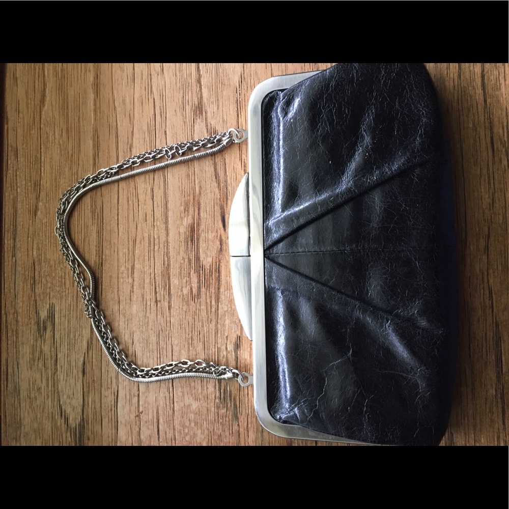 Black leather clutch