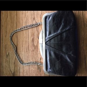 Black leather clutch