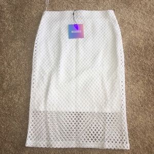 White netted midi skirt