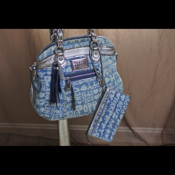 Rare Couch Poppy Hippie Jean Purse W/ Wallet