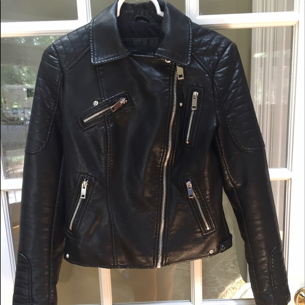 Black ZARA faux leather jacket