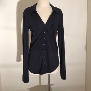 Velvet Long Sleeve Button Down