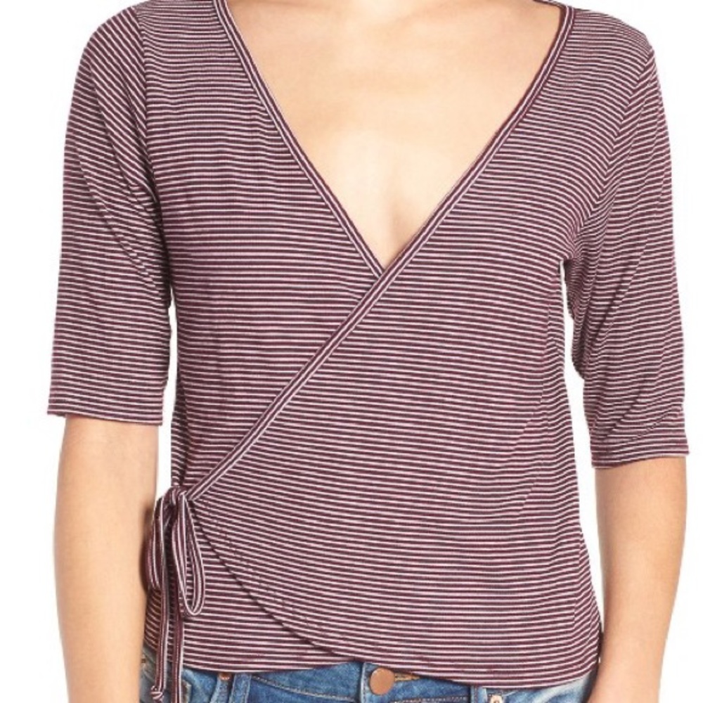 Hiatus Striped Maroon Crop Top