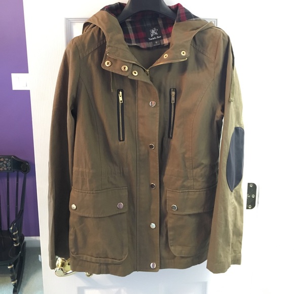 Jackets & Blazers - Fall jacket with plaid hood and elbow patches 😍