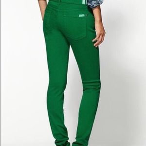 7 For All Mankind Green Skinny Jeans