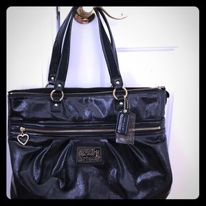 Black Coach Poppy Heart Tote