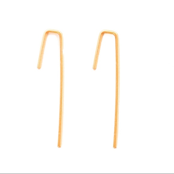 Minimalist Bar Threader Ear Jackets Cuff Earrings - Picture 2 of 5