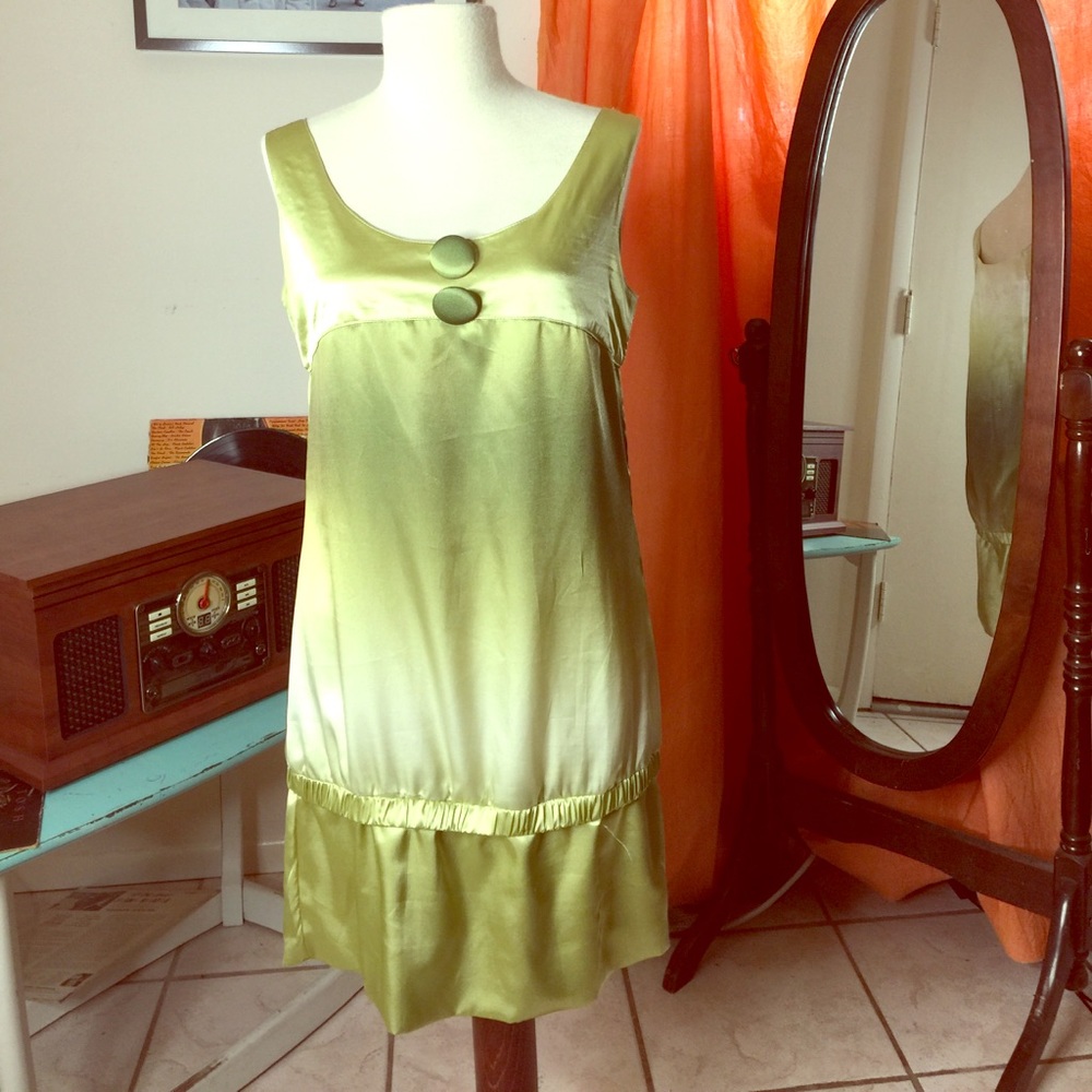 Green ombré silk one of a kind dress