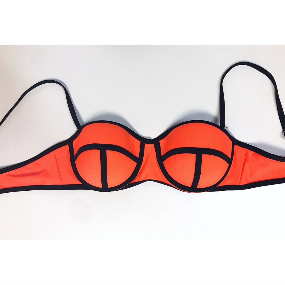 Medium Black and Orange Swim Top