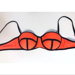 Medium Black and Orange Swim Top