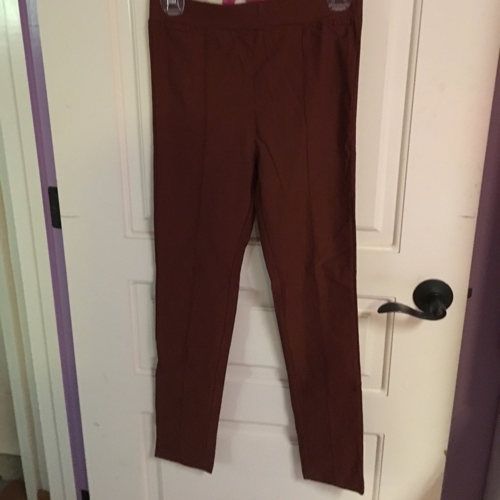 Brown leggings,  slimming stitching down  front!