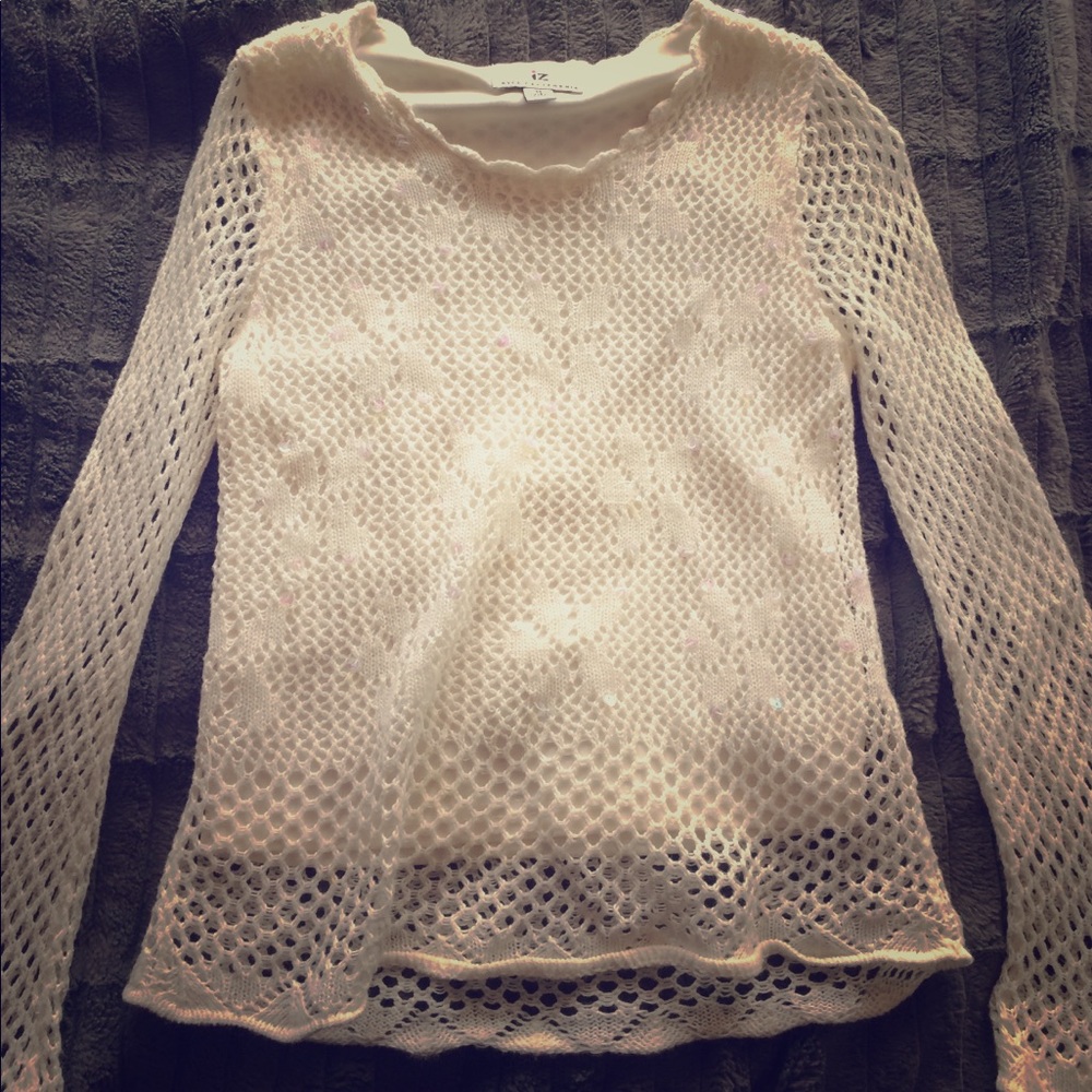 Long sleeve, sequin girls sweater.