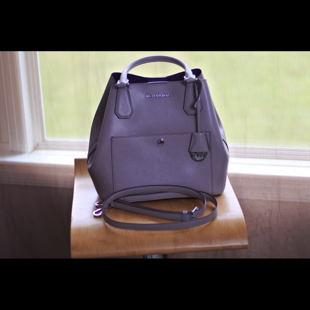 Michael Kors Greenwich Grey Lrg Saffiano Satchel