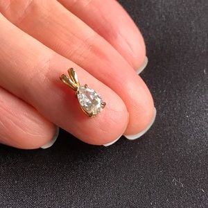 Teardrop pendant - gold color with crystal stone