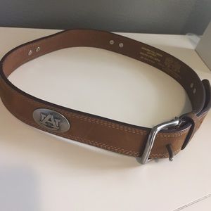 Men's Leather Belt with Metal Auburn Detail