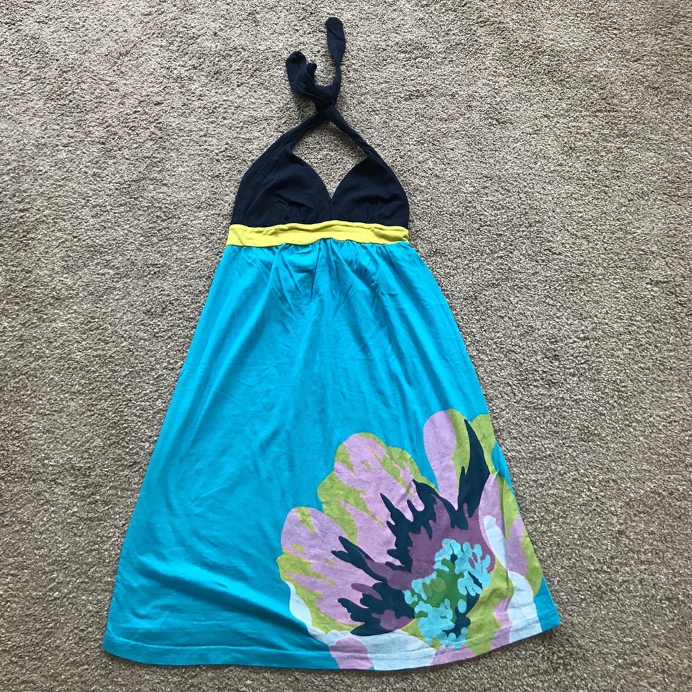 Halter Neck Blue Dress Size-S