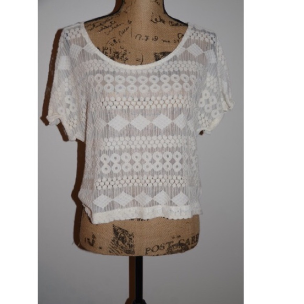 COVETED CLOTHING White Blouse With Lace in Front