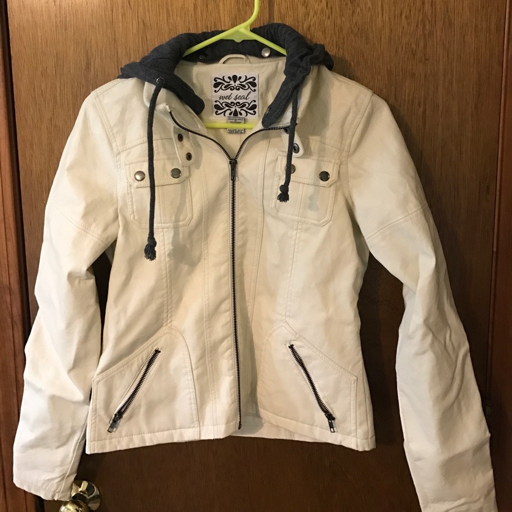 White Leather jacket- Wet Seal