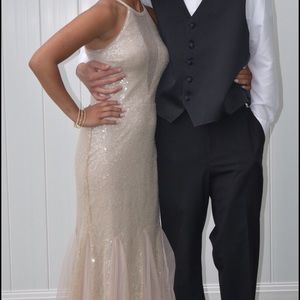 Long nude sequence dress