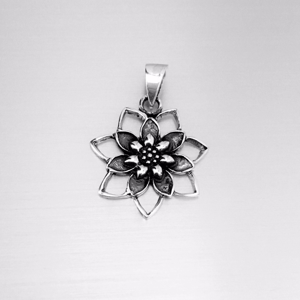 Sterling Silver Blooming Lotus Pendant