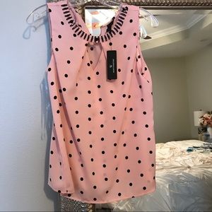 Blush Polka Dot Sleeveless Top