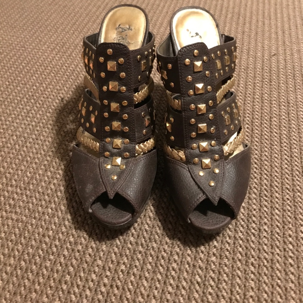 Studded open back shoe