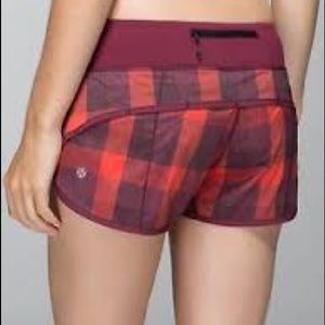 MUST HAVE Lululemon flaming tomato check shorts