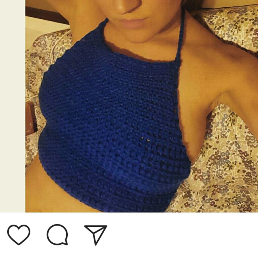 Blue Crochet Halter Top