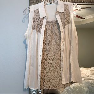 Lace Button Up Tank