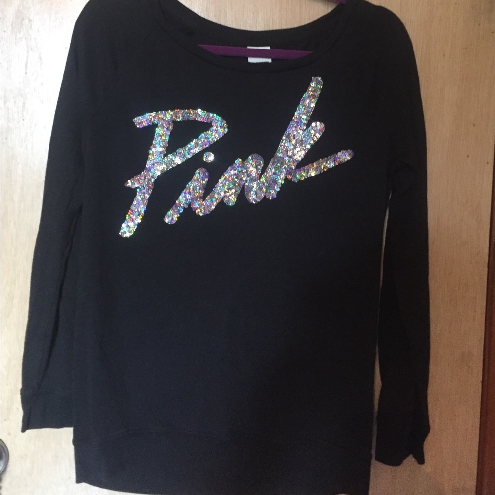 VS Pink bling sequined Rare long sleeve tee