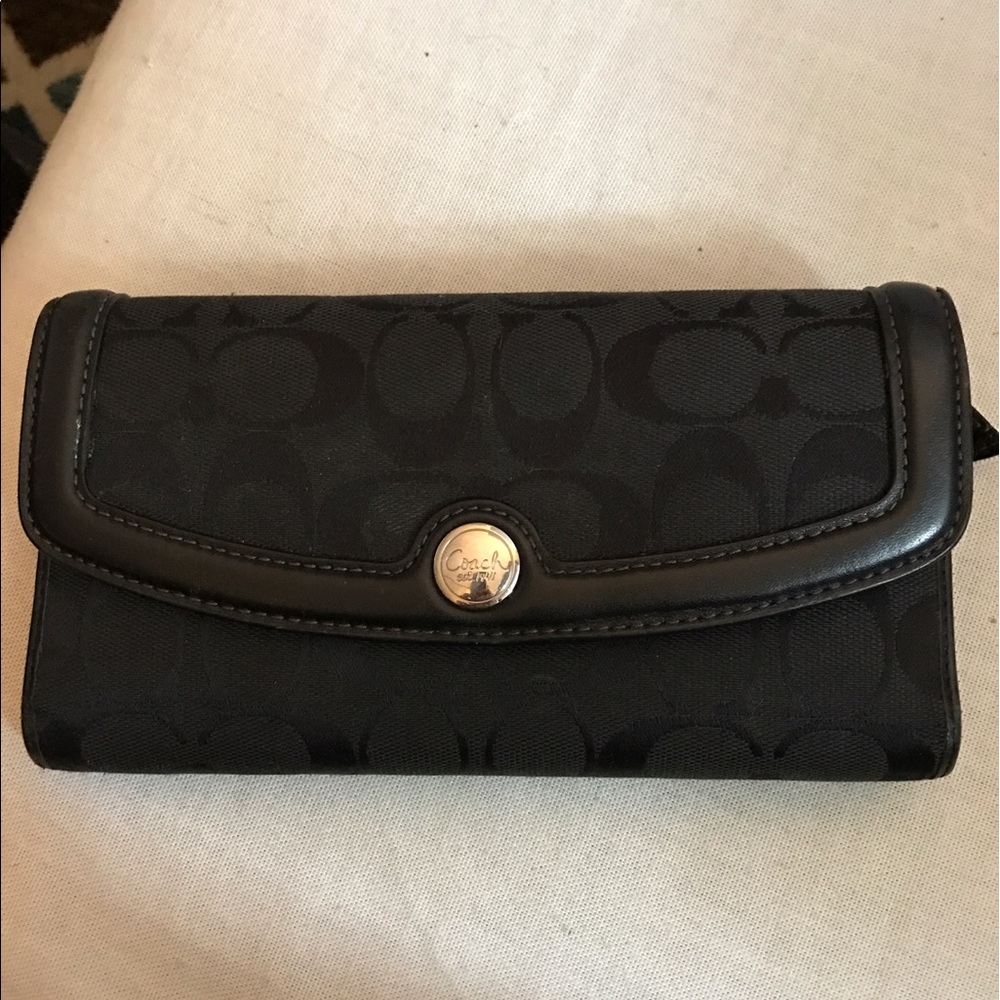 Authentic coach wallet black with checkbook insert