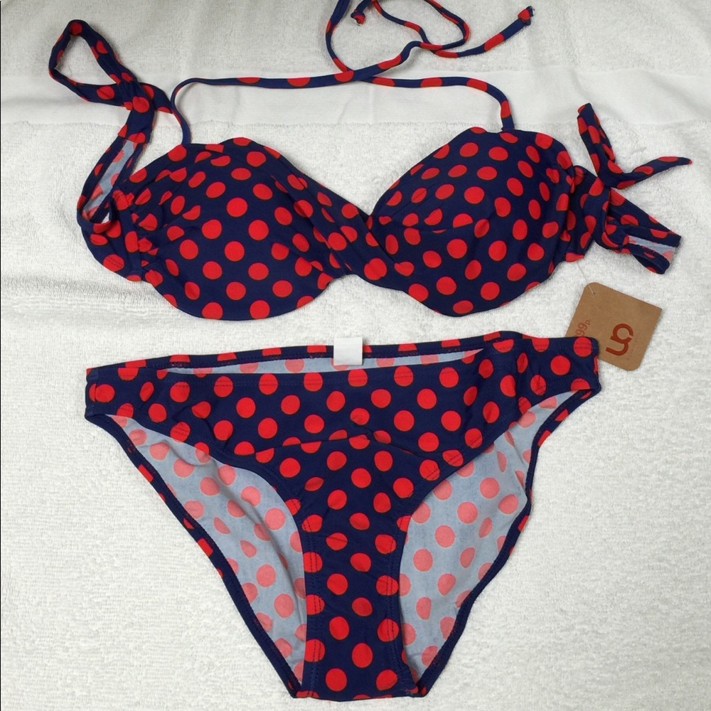 Polka Dot Bikini 2 piece Swimsuit, size L
