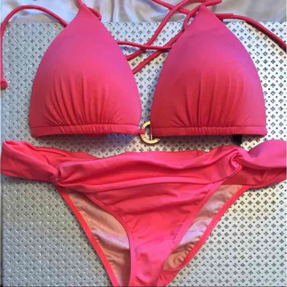 Coral push up bikini