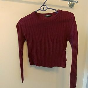 Burgundy cropped sweater from Aritzia